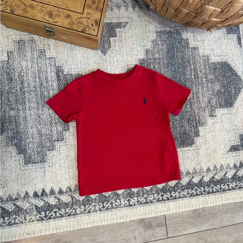 New Ralph Lauren 24 Months Boys' Red Short-Sleeve Polo Tee with Navy Pony